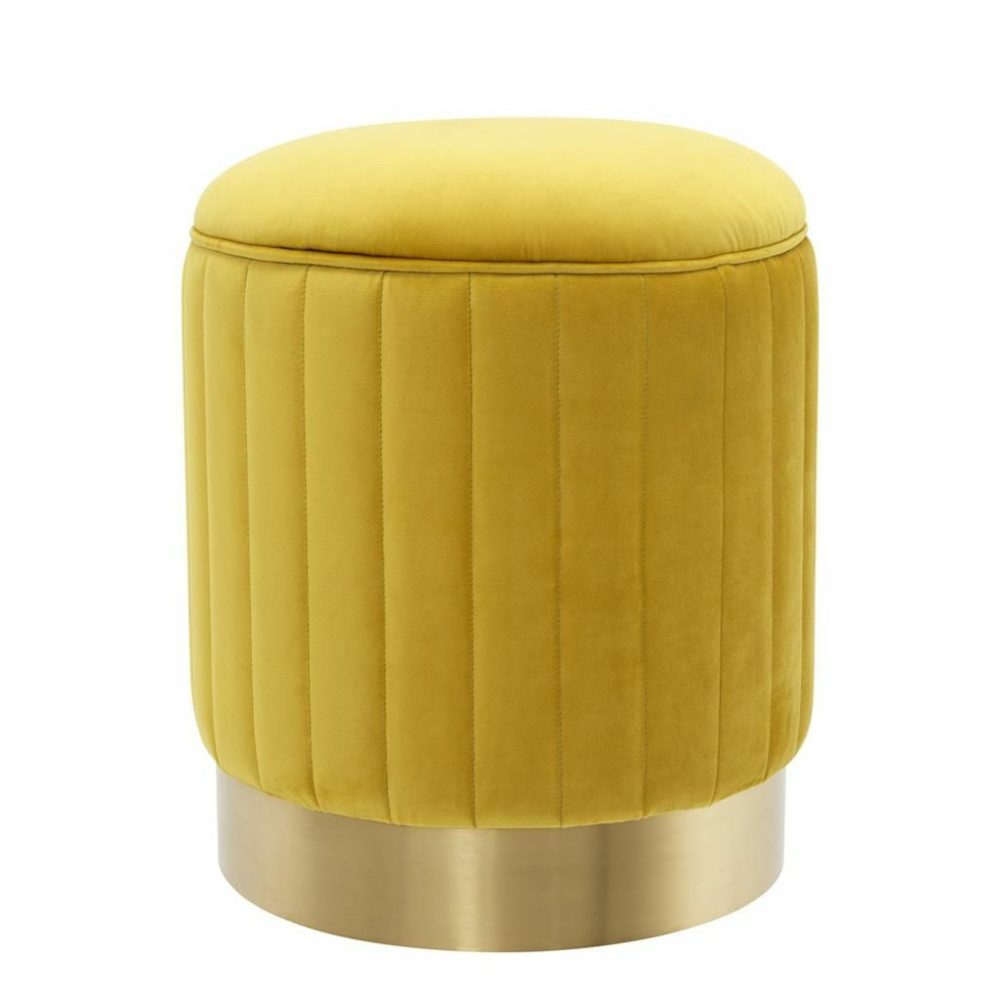 Allegra Roche Yellow Velvet Stool Furniture