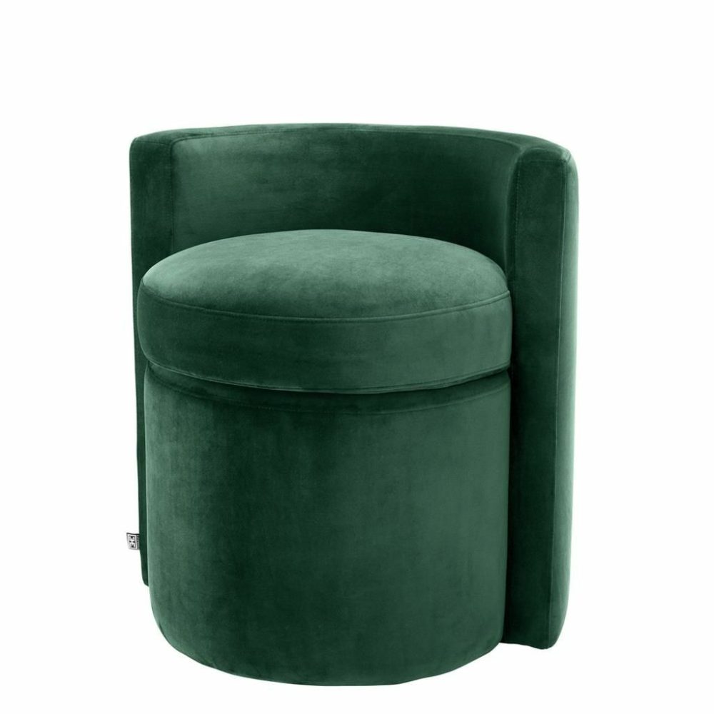 Arcadia Roche Dark Green Velvet Stool Furniture