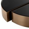 Astra Brushed Copper & Black Glass Coffee Table – Set Of 2 Coffee Tables