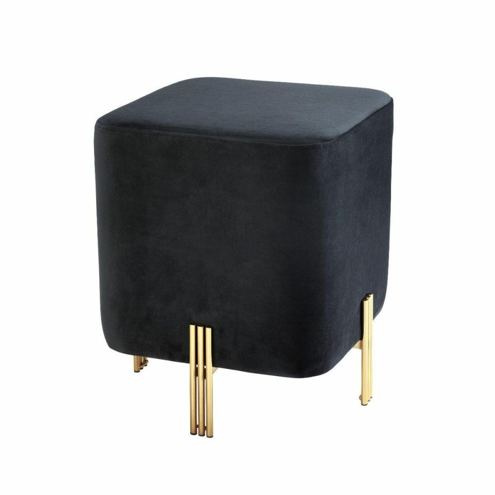 Burnett Savona Roche Black Velvet Stool Furniture