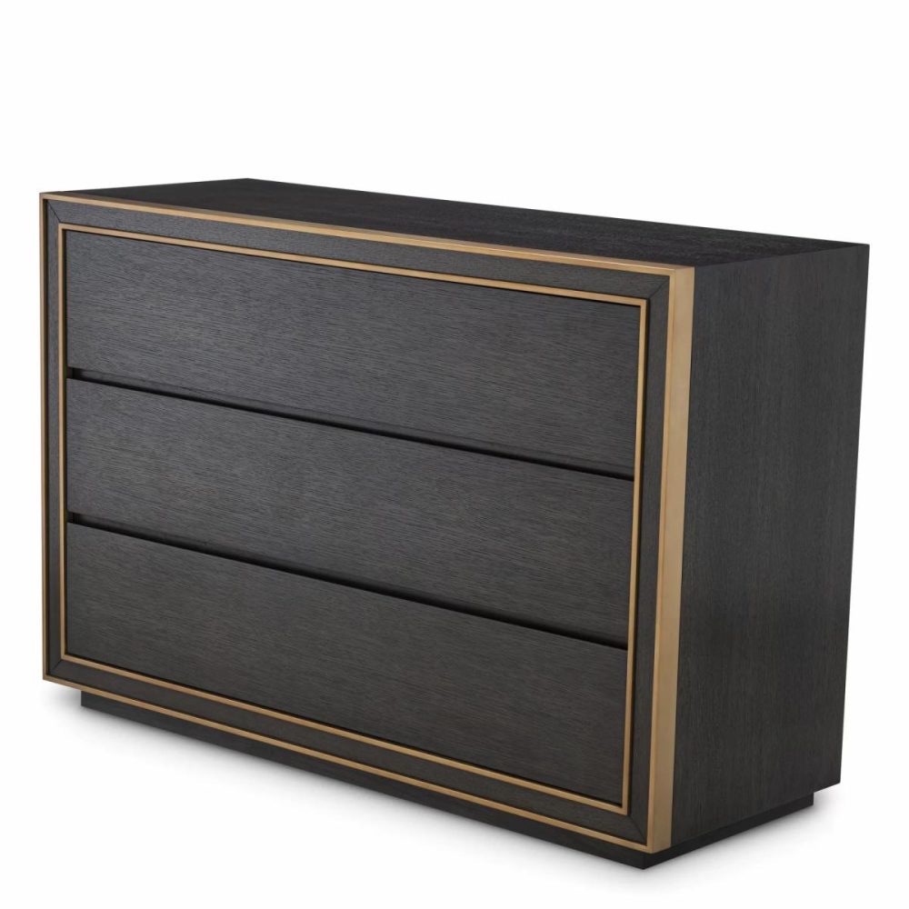 Camelot Brown Oak & Brushed Brass Dresser Casegoods