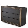 Camelot Brown Oak & Brushed Brass Dresser Casegoods