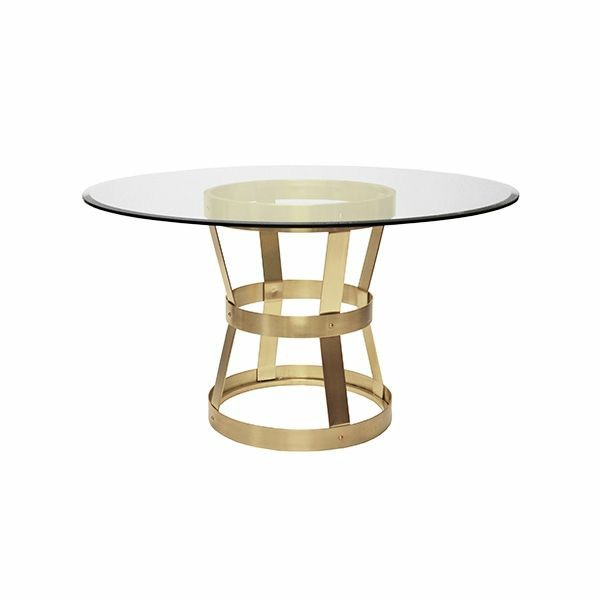 Cannon Antique Brass Dining Table With Glass Top Dining Tables