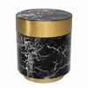 Caron Black Faux Marble Side Table Furniture