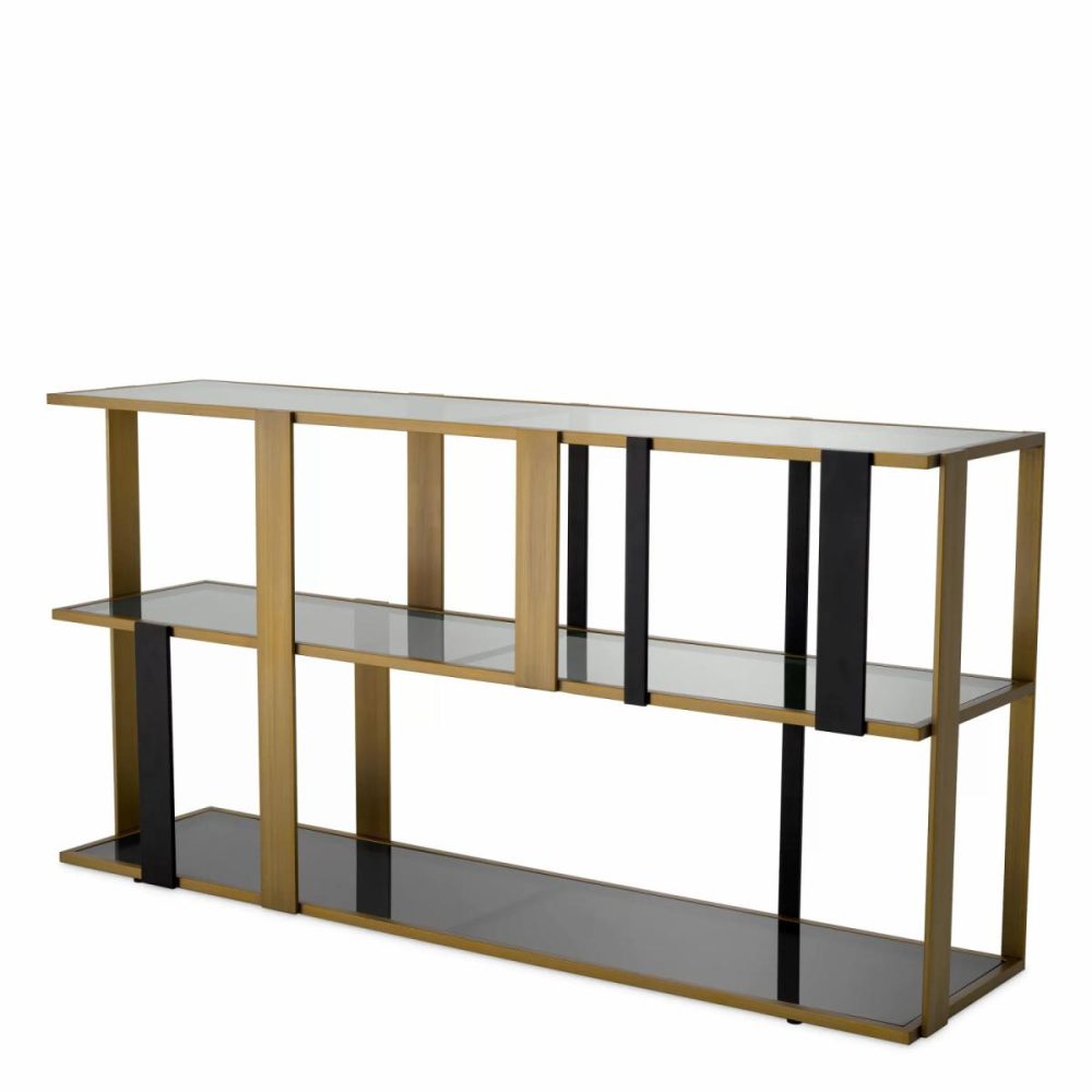 Clio Brushed Brass And Black Low Cabinet Cabinets