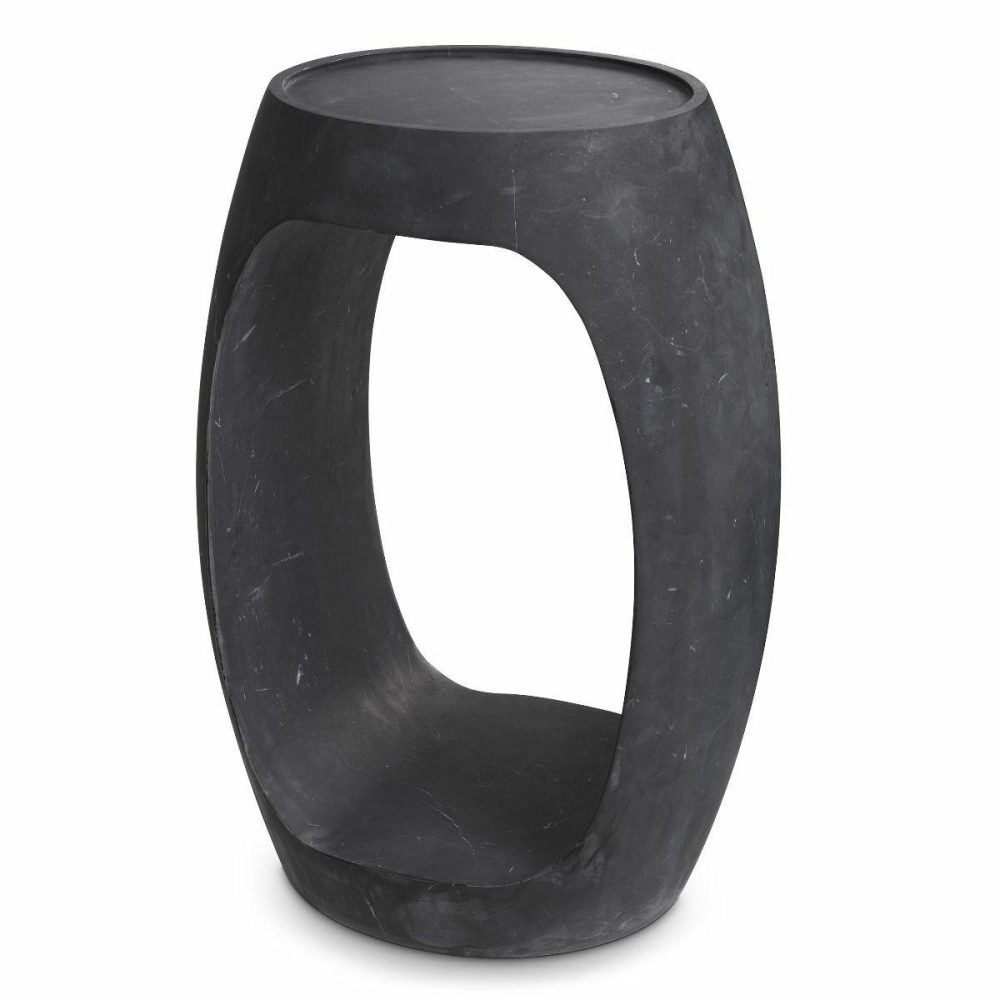 Clipper High Black Marble Side Table Furniture