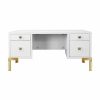 Cosby White Lacquer & Polished Brass Desk Desks