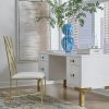 Cosby White Lacquer & Polished Brass Desk Desks