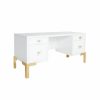 Cosby White Lacquer & Polished Brass Desk Desks