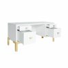 Cosby White Lacquer & Polished Brass Desk Desks