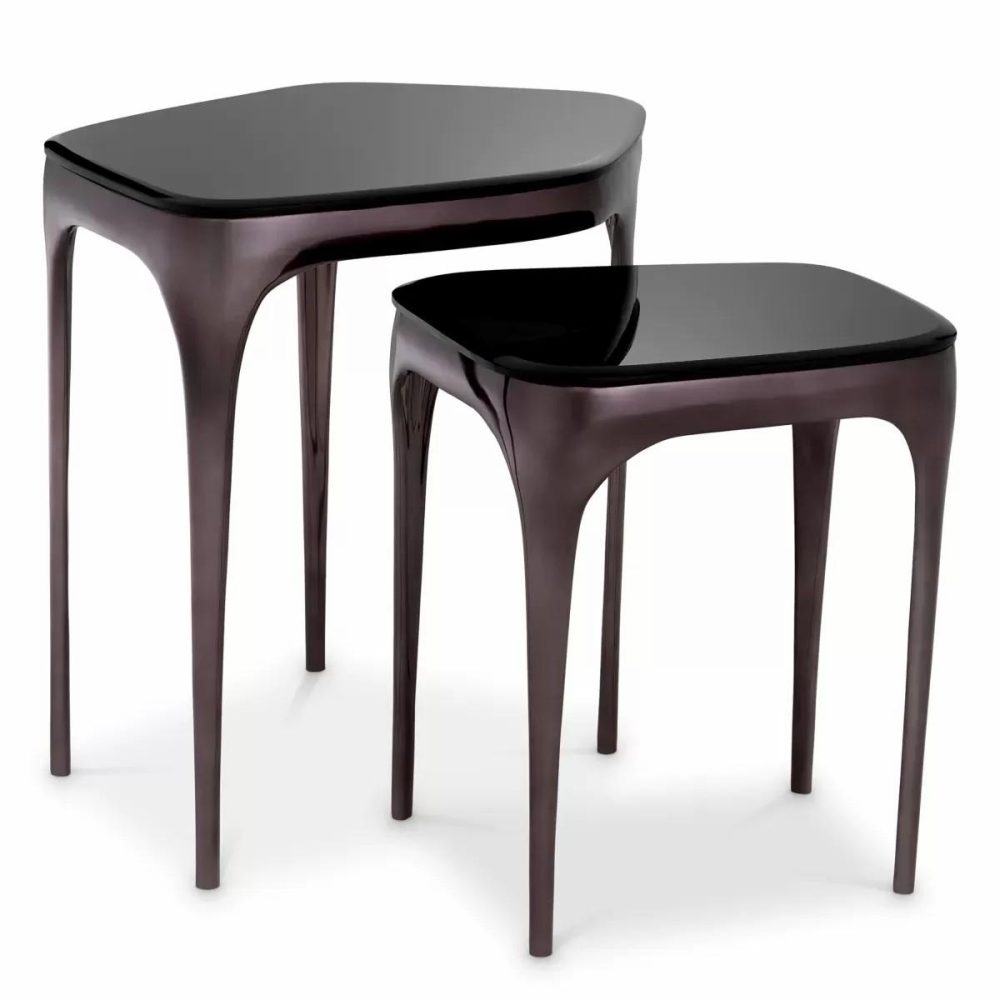 Deacon Black Nickel Side Table – Set Of 2 Furniture