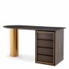 Del Rio Mocha Oak & Brushed Brass Desk Desks