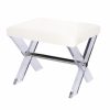 Dixon Acrylic & Nickel Stool With White Linen Seat *Discontinued* Furniture