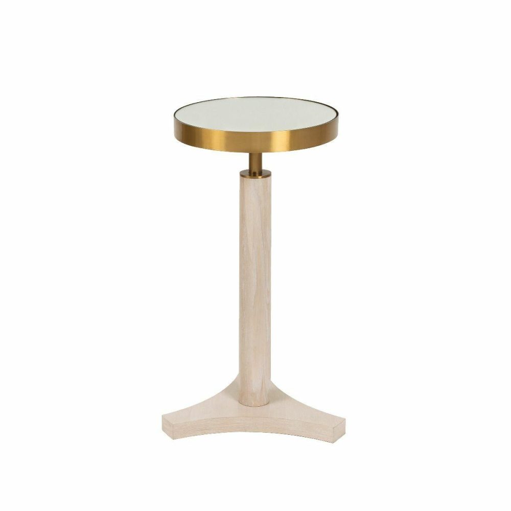 Fenway Cerused Oak & Antique Brass Side Table Furniture