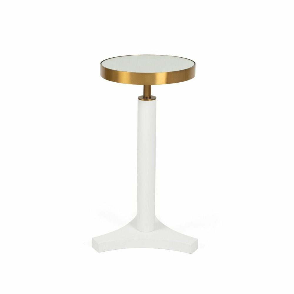 Fenway White & Antique Brass Side Table Furniture