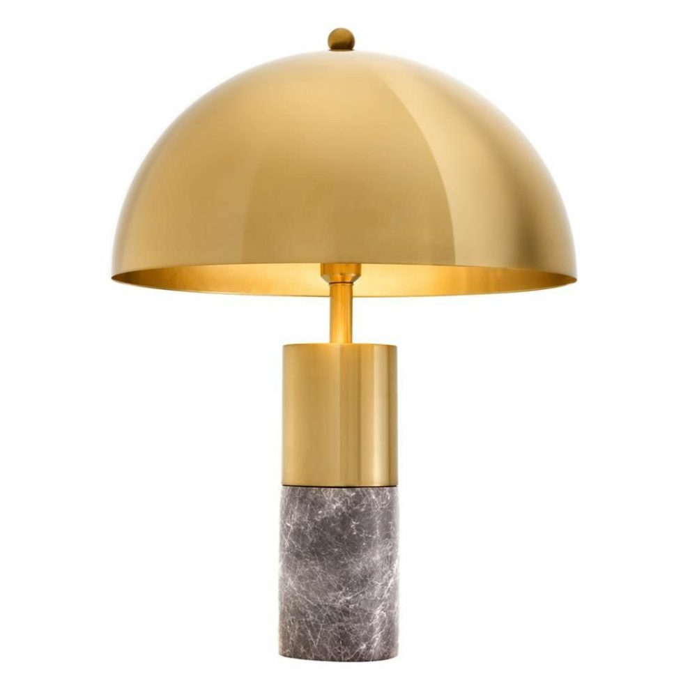 Flair Grey Marble & Brass Table Lamp Lighting