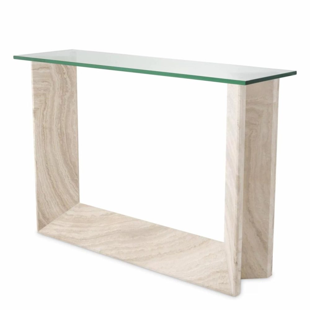 Fortuna Travertine Console Console Tables