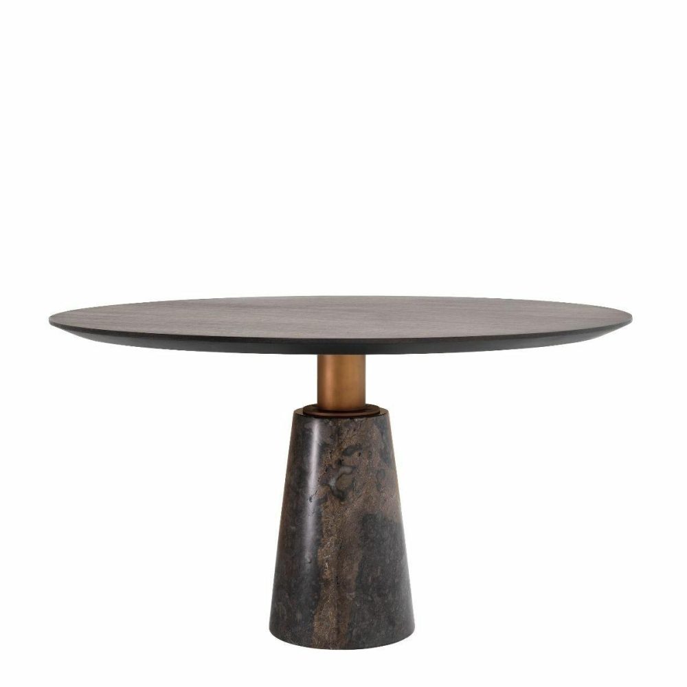 Genova Grey Marble And Mocha Oak Dining Table Dining Tables