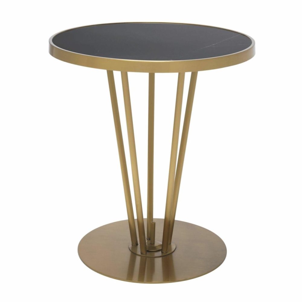 Horatio Brushed Brass & Honed Black Marble Side Table Furniture