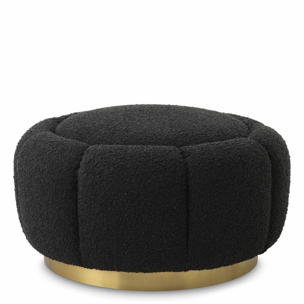 Inger Boucle Black Ottoman Furniture