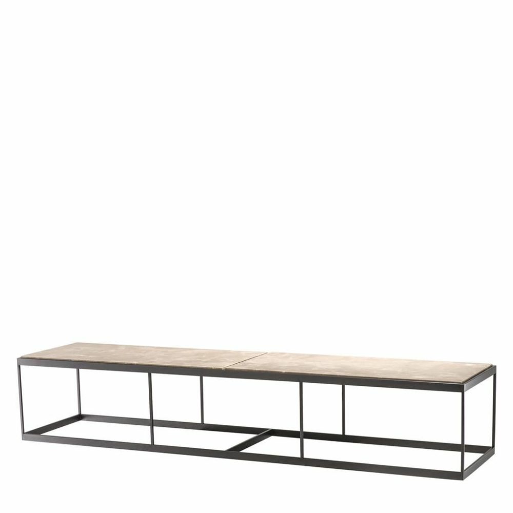 La Quinta Bronze Coffee Table With Beige Marble Top Coffee Tables