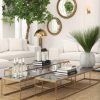 La Quinta Brushed Brass Coffee Table With Grey Marble Top Coffee Tables