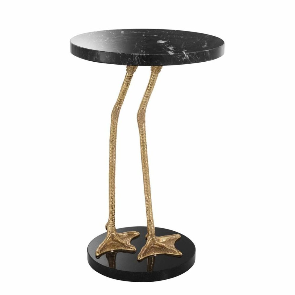 Lagoon Brass & Black Marble Side Table Furniture