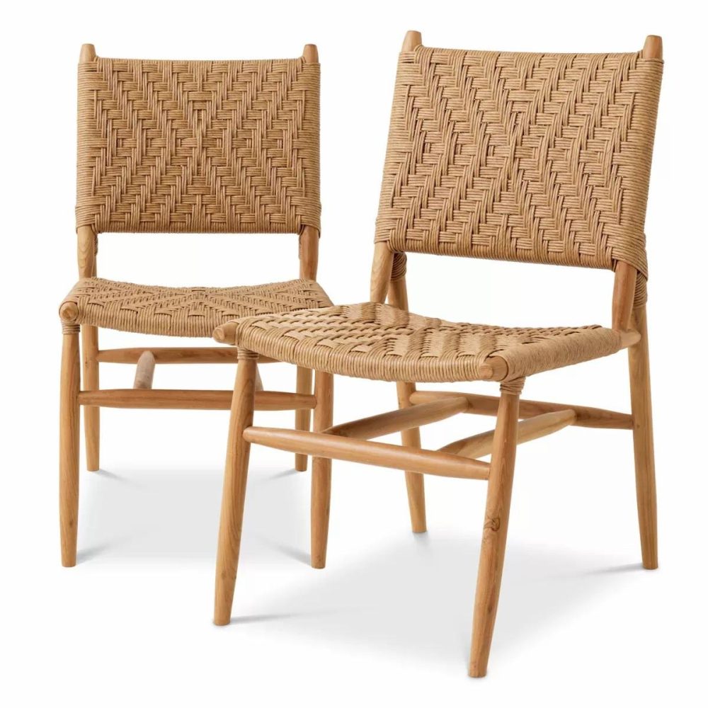 Laroc Natural Teak Outdoor Dining Chair – Set Of 2 Dining Chairs