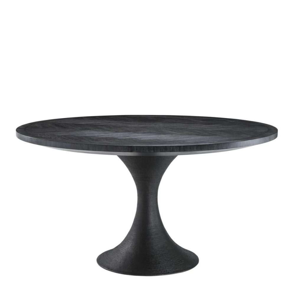 Melchior Charcoal Oak Round Dining Table Dining Tables