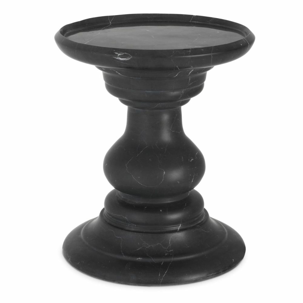 Melody Honed Black Marble Side Table Furniture