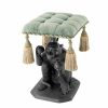 Monkey Black & Turquoise Velvet Stool Furniture