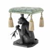 Monkey Black & Turquoise Velvet Stool Furniture