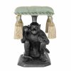 Monkey Black & Turquoise Velvet Stool Furniture