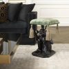 Monkey Black & Turquoise Velvet Stool Furniture