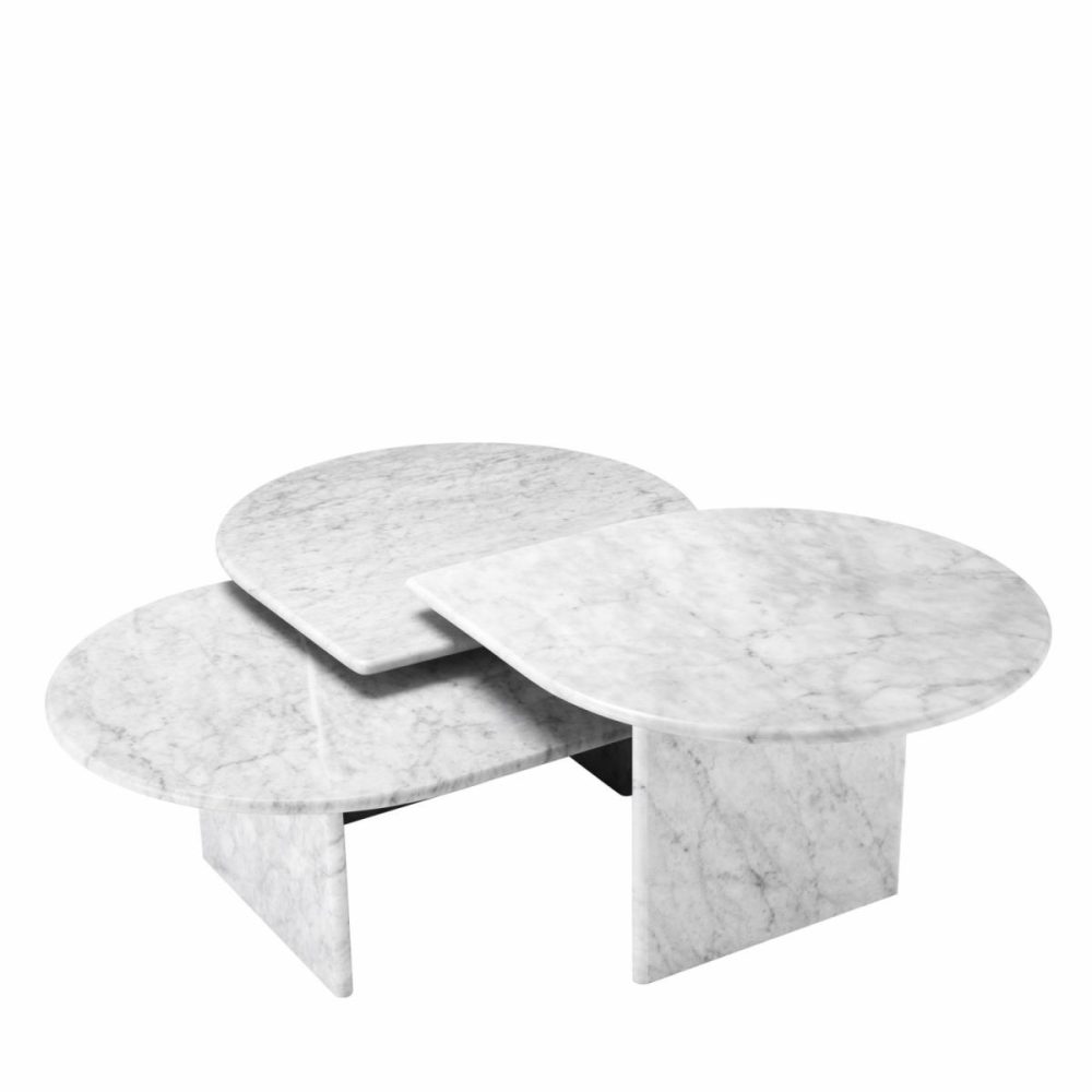 Naples Carrera Marble Coffee Table – Set Of 3 Coffee Tables