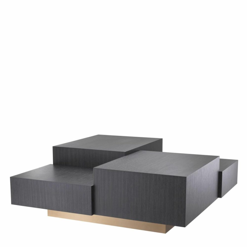 Nerone Charcoal Grey Oak & Brushed Brass Coffee Table Coffee Tables