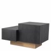 Nerone Charcoal Grey Oak & Brushed Brass Side Table Furniture