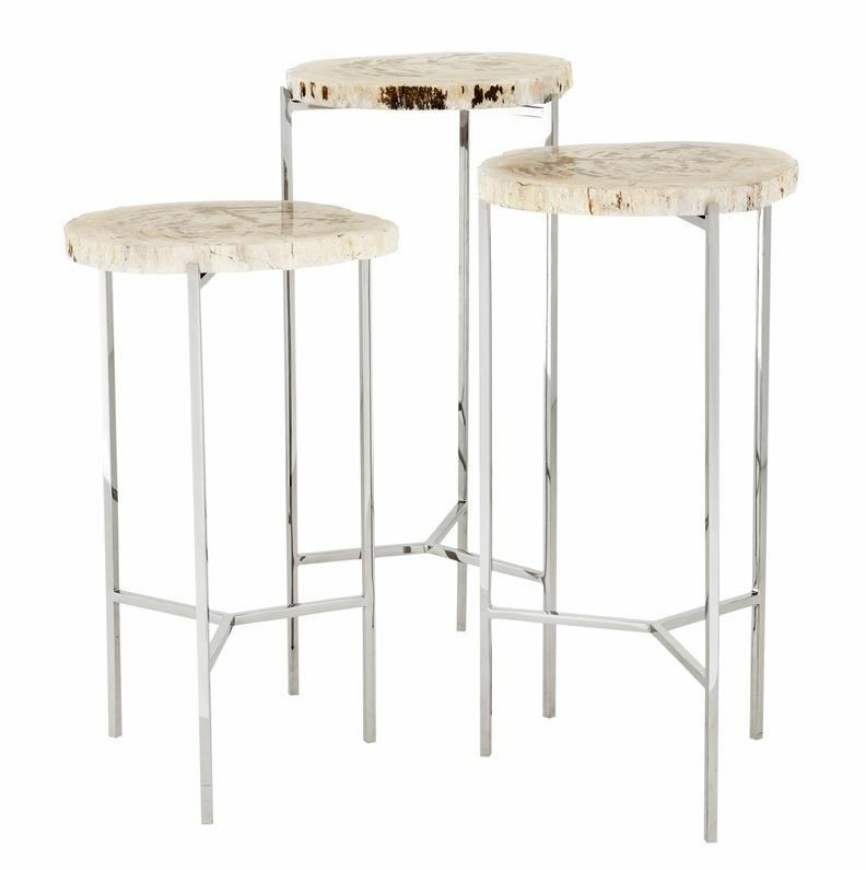 Newson Petrified Wood Side Table – Set Of 3 Furniture