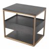 Parker Mocha Oak & Brushed Brass Side Table Bedsides