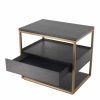 Parker Mocha Oak & Brushed Brass Side Table Bedsides