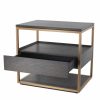 Parker Mocha Oak & Brushed Brass Side Table Bedsides