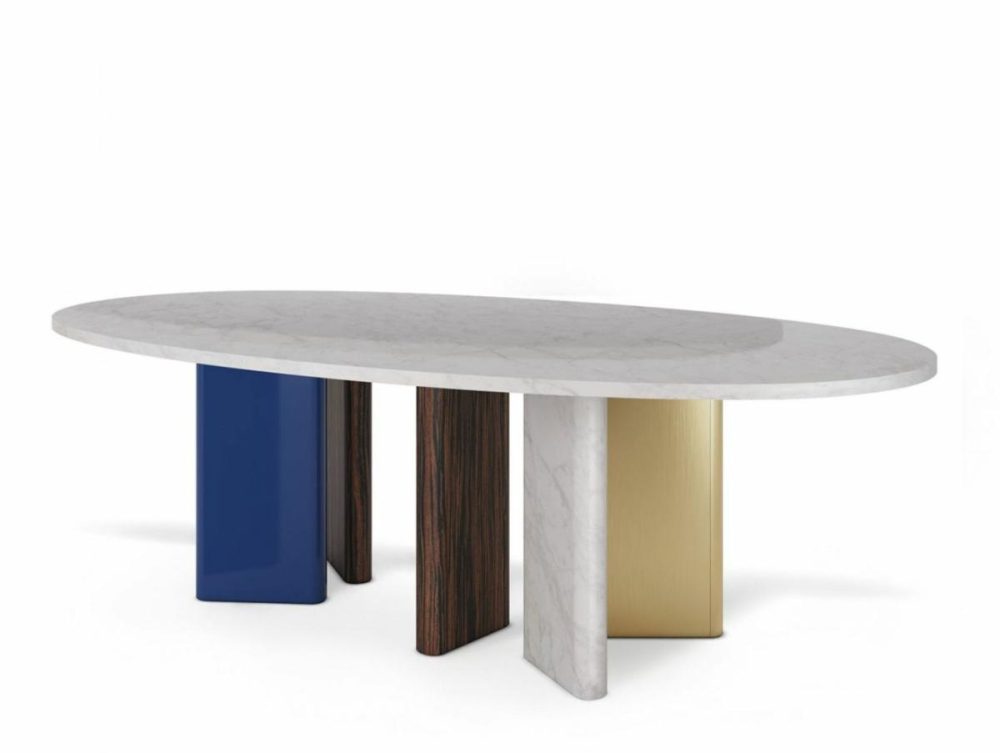 Peninsula Dining Table – Customise Marble, Metal, Wood, Lacquer Dining Tables