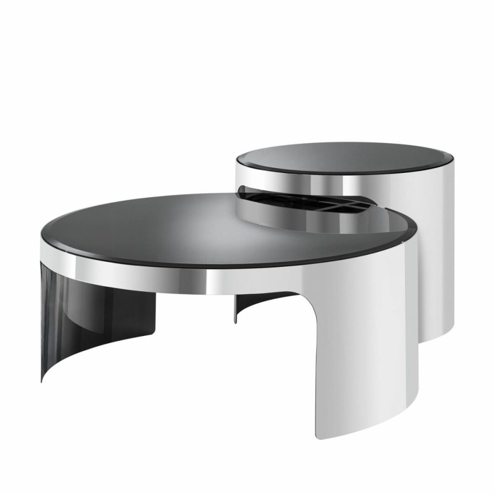 Piemonte Stainless Steel Coffee Table – Set Of 2 Coffee Tables