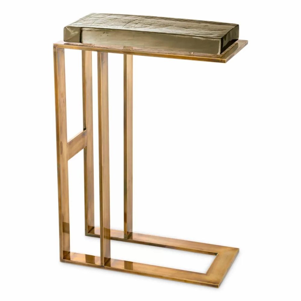 Pierre Vintage Brass And Handmade Glass Side Table Furniture