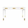 Plato White Lacquer & Antique Brass Desk Desks