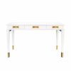 Plato White Lacquer & Antique Brass Desk Desks