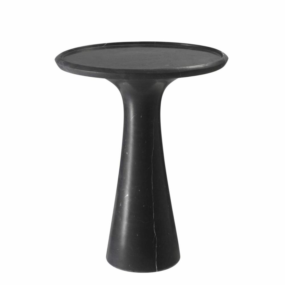 Pompano Honed Black Marble Low Side Table Furniture