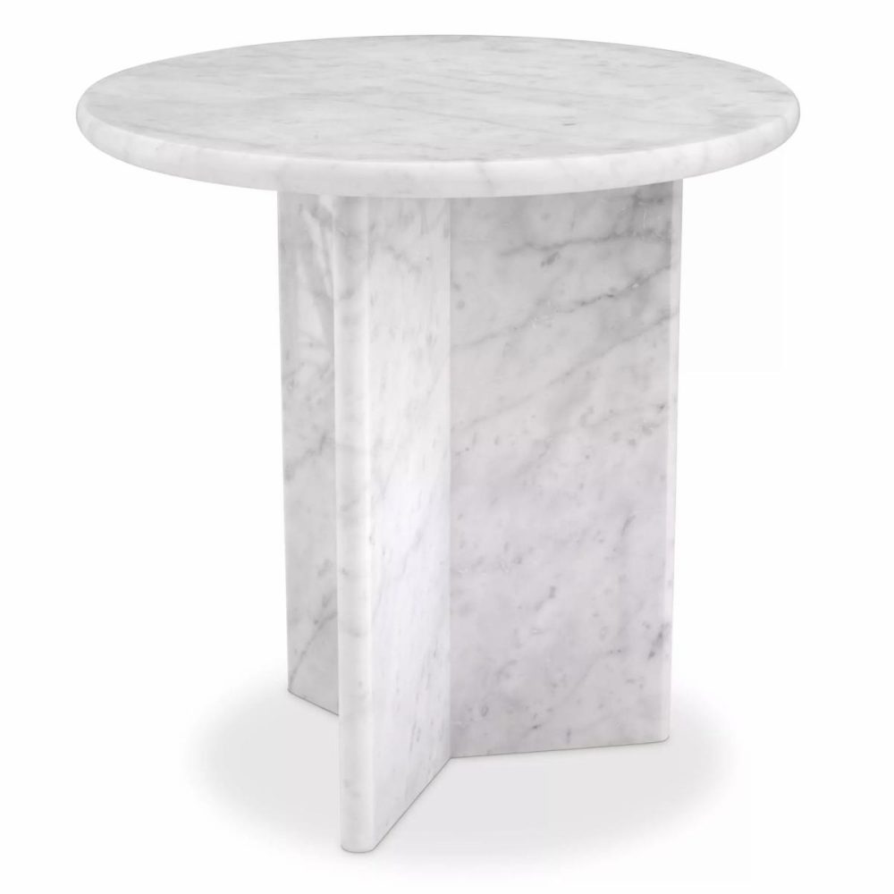 Pontini Honed White Marble Side Table Furniture