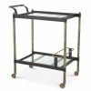 Princess Vintage Brass & Black Leather Bar Cart Bar Carts