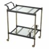 Princess Vintage Brass & Black Leather Bar Cart Bar Carts